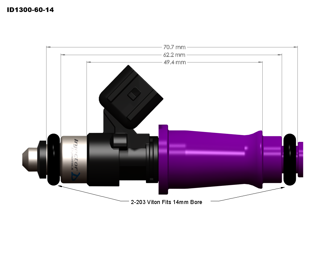 Injector Dynamics ID1300x² Fuel Injectors Set (Nissan GT-R R35 T1 V1 Rails / Toyota Supra 2JZ-GTE - 14mm / 1335cc)